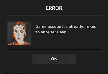Game account is already linked to another user — що робити
