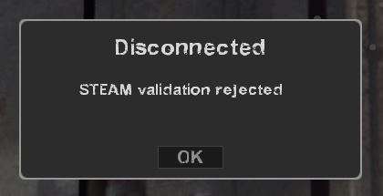 Помилка Steam validation rejected — як виправити