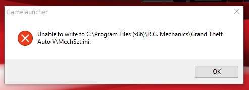 Помилка «Unable to write to C:\Program Files (x86)\R. G. Mechanics\MechSet.ini» — рішення
