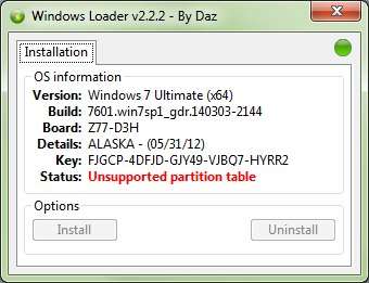 Unsupported partition table Windows Loader — що робити