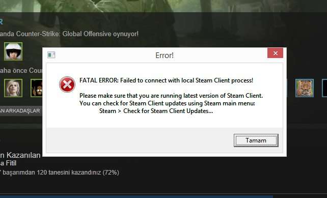 FATAL ERROR: Failed to connect with local Steam Client process в CS:GO — що робити